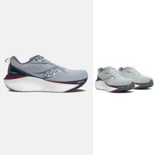 【SAUCONY 索康尼】TRIUMPH 22 男款 一般楦 慢跑鞋(S20964-210 灰 醋栗紅 PWRRUN PB 緩衝 勝利)