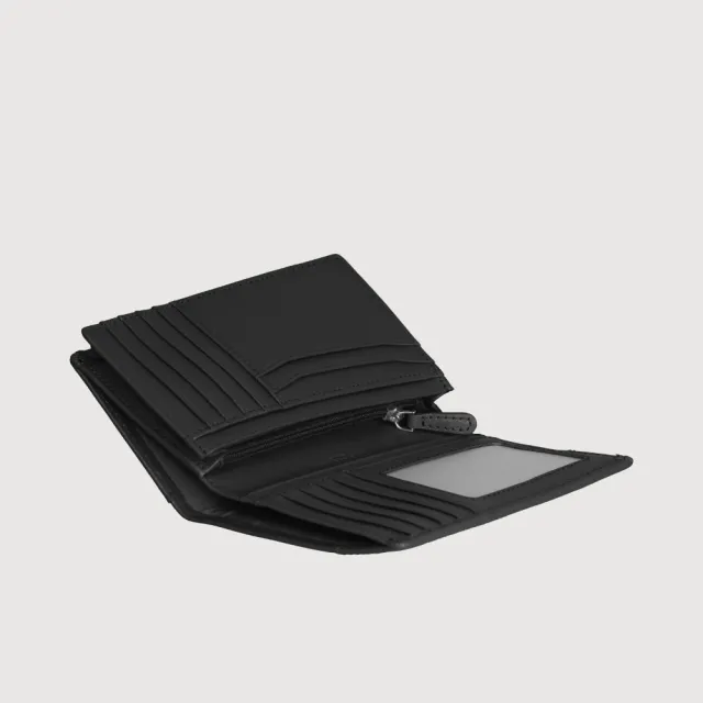 【BRAUN BUFFEL 德國小金牛】絲妲莎-S 11卡兩折中夾-黑色/麥色(BF875-501-BK/BRA) 錢包送禮推薦