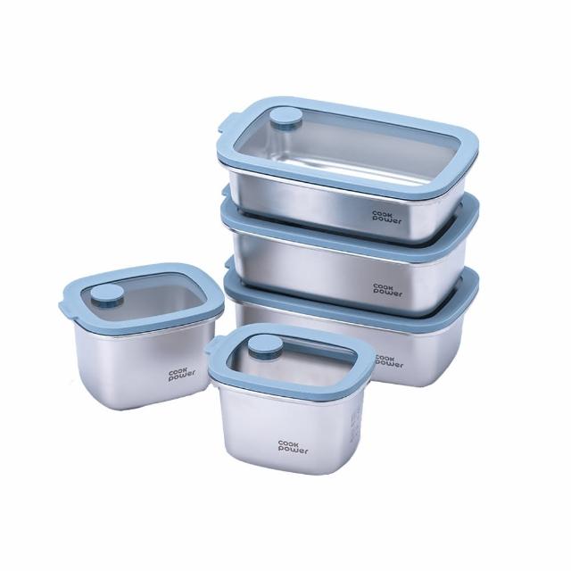 【CookPower 鍋寶】鮮盾pro_可微波不鏽鋼保鮮盒智慧保鮮組合(上蓋可微波/電磁爐/微波爐適用)