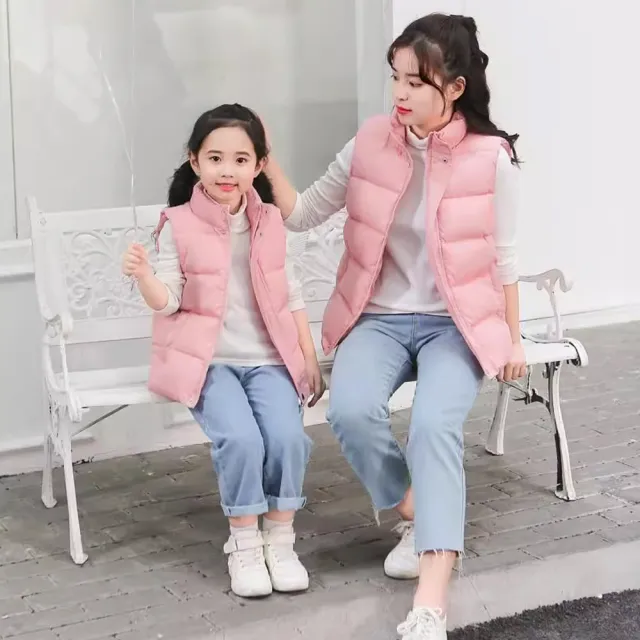 【MintAriel】輕奢著衣★巨保暖加厚保暖棉炫彩親子背心-炫彩藍★(保暖舒適百搭時尚)
