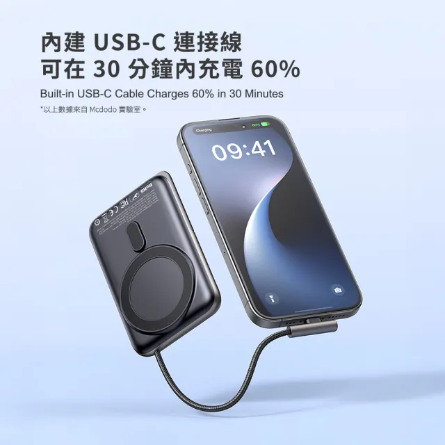 【Mcdodo】10000mAh 自帶線支架磁吸行動電源(麥多多/MC-1811)