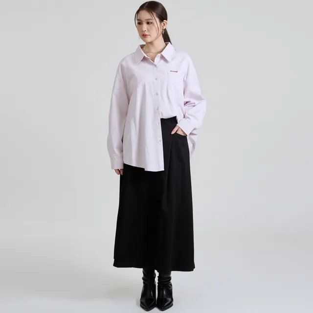 【M：MINb】遮胯必備後鬆緊天絲A字長裙(黑色/中大尺碼女裝/大尺碼女裝/XL女裝/下著/裙子/A字裙)