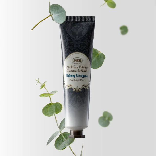 【SABON】官方直營 臉部拋光煥顏組(黑礦泥尤加利臉部磨砂膏60ml+三效死海泥面膜200ml)