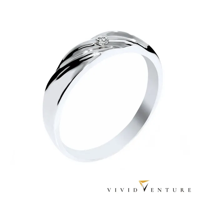 【Vividventure 亞帝芬奇】925純銀 5分 天然鑽石 真鑽 對戒 愛的默契(男戒 女戒 套組)
