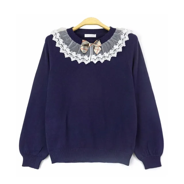 【Kinloch Anderson】仙女網紗蝴蝶結領造型長袖針織上衣(KA1169056 藏青)