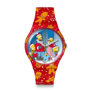 【SWATCH】WONDROUS WINTER WONDERLAND 辛普森家庭/經典手錶/男錶/女錶/瑞士製造 SUOZ361(41mm)
