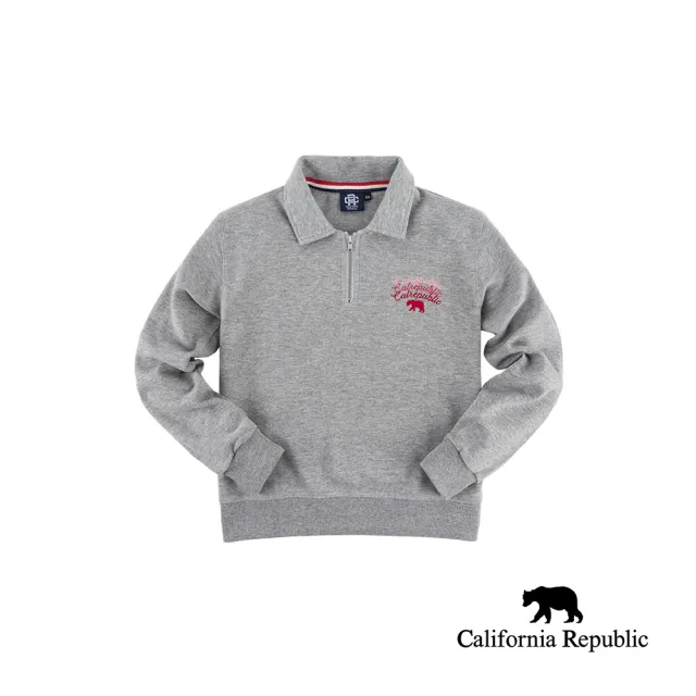 【California Republic】灰色有領拉鍊大學TEE(女版)