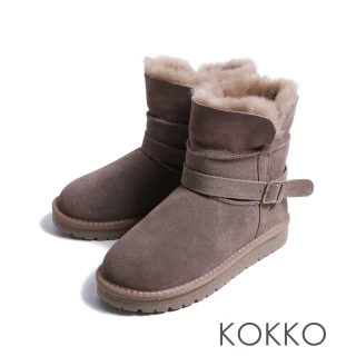 【KOKKO】甜美保暖系毛毛兩穿雪靴(駝灰色)