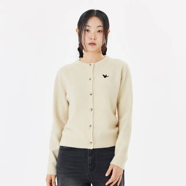 【Mark Gonzales】女裝 刺繡小天使圓領針織外套-米白色