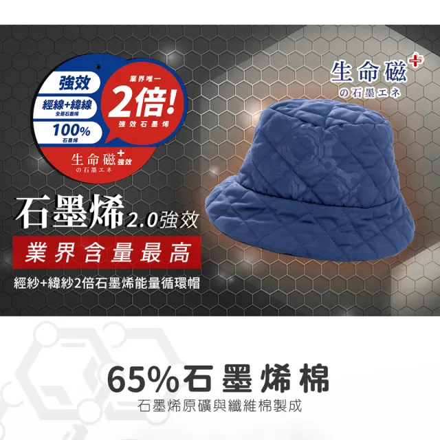 【旭】日本旭川生命磁EX雙倍石墨烯能量循環帽(遠紅外線放射率0.9 台灣製)