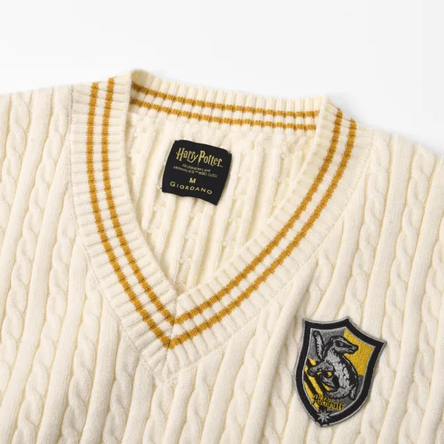 【GIORDANO 佐丹奴】女裝哈利波特授權V領毛衣背心 Harry Potter系列(03 奶白)