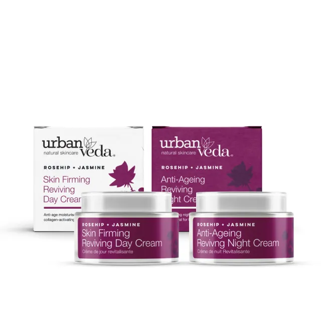 【寶草園】城市吠陀玫瑰賦活日霜50ml+晚霜50ml(URBAN VEDA/保濕面霜/乳霜/精華霜)