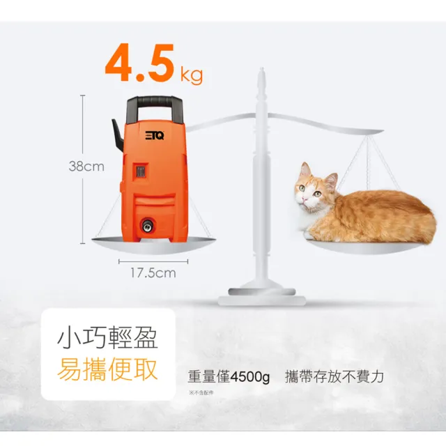 【ETQ USA】1600W 高壓清洗機-洗車組(2025新泡沫罐+短噴頭+快速接頭+水龍頭夾)