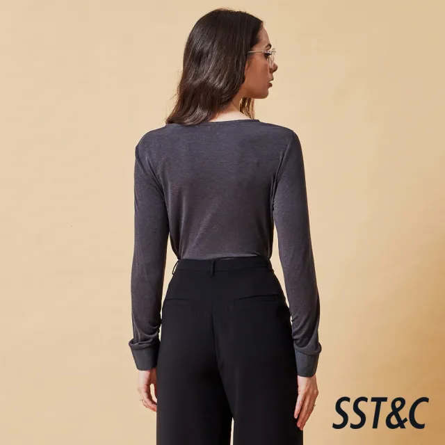 【SST&C】女裝 深碳灰墜領長袖T-SHIRT-825212192012(換季55折)