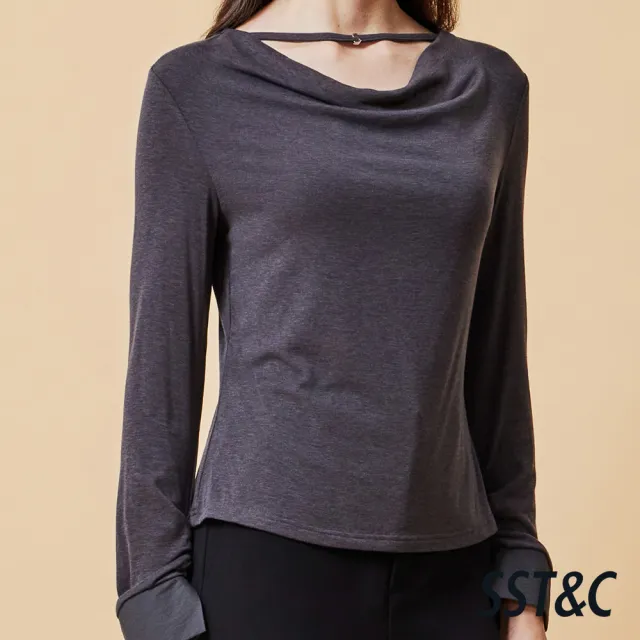 【SST&C】女裝 深碳灰墜領長袖T-SHIRT-825212192012(換季55折)