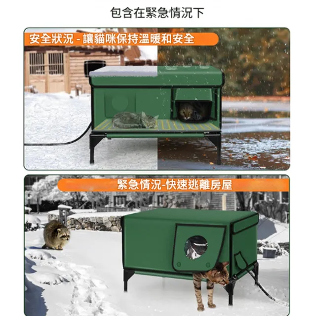 【IPSKY】可加熱戶外貓窩(加大流浪貓窩 可折疊 防水防雨抗寒大空間封閉式寵物窩 貓咪產房防雨貓屋)