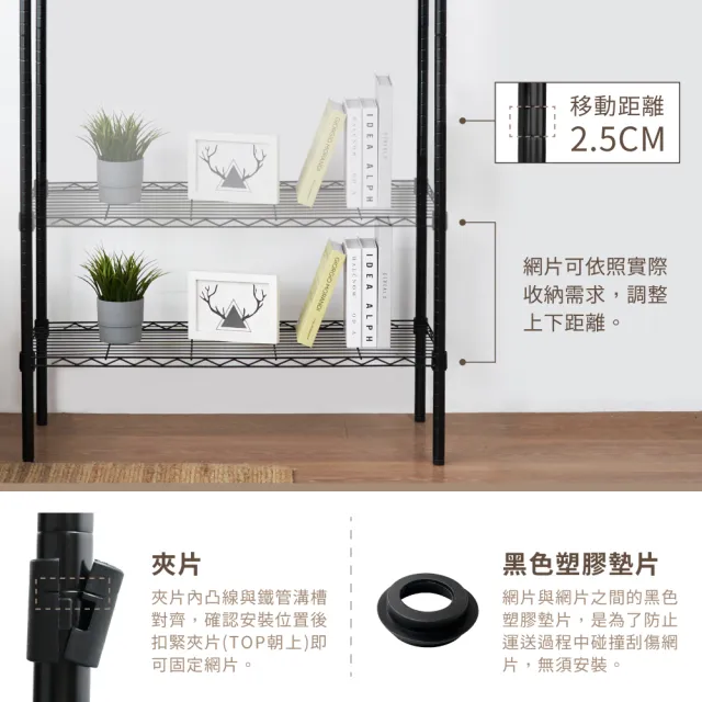 【KIWISH】鐵架MIT 三/四層置物架90x46尺寸-雙色(鐵架/收納架/層架/置物架/防鏽架/書架/貨架/鐵力士架)
