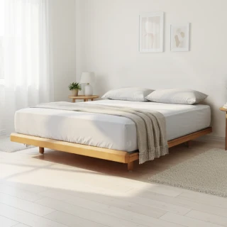 【有情門】STRAUSS 似無邊床架-6*6.2呎/GL22.5(製作期2-3週/實木/雙人加大/床架/床框/床頭板)