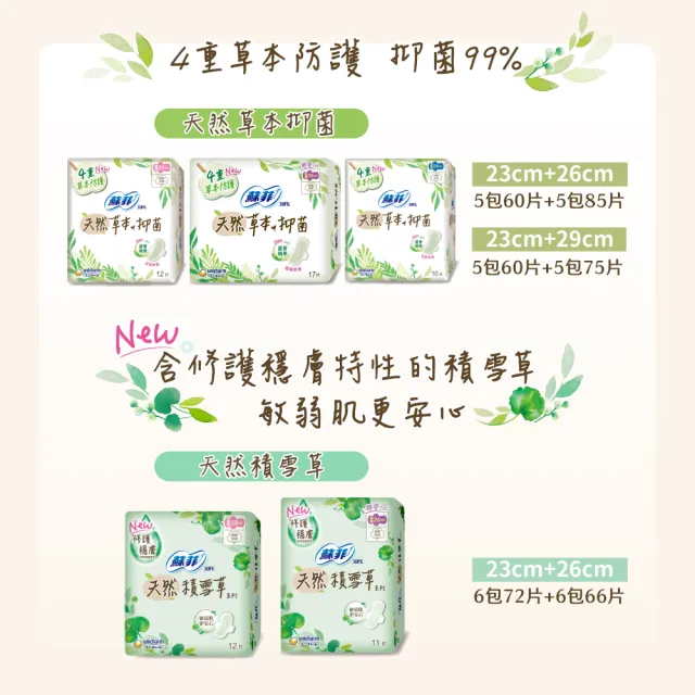 【Sofy 蘇菲】超熟睡棉柔28cm-42cm/草本抑菌28cm-35cm/天然衛生棉23cm-29cm(共40-148片)