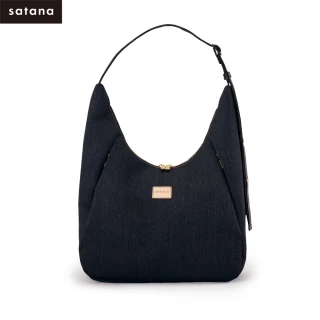 【satana】New Denim 彎月單肩包(丹寧黑)