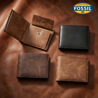 【FOSSIL 官方旗艦館】Derrick 真皮大零錢袋RFID皮夾 男 短夾 雙12限定(禮盒組附鐵盒 多色可選)