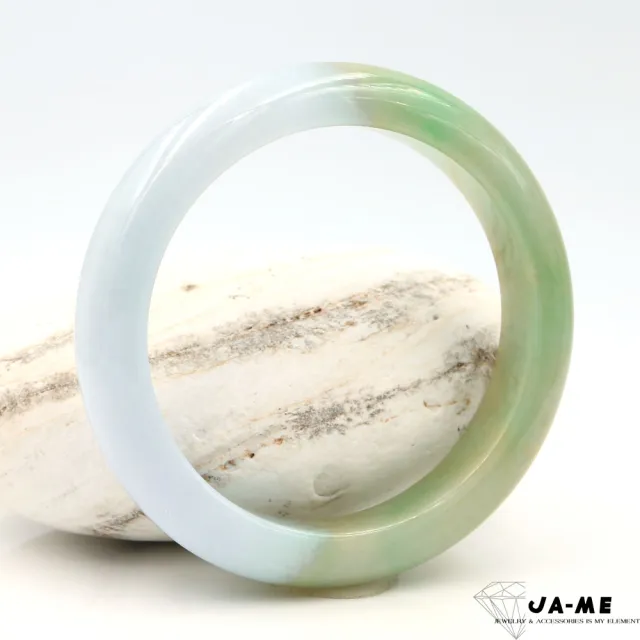 【JA-ME】天然A貨翡翠三彩飄陽綠半山半水玉鐲#18-18.5