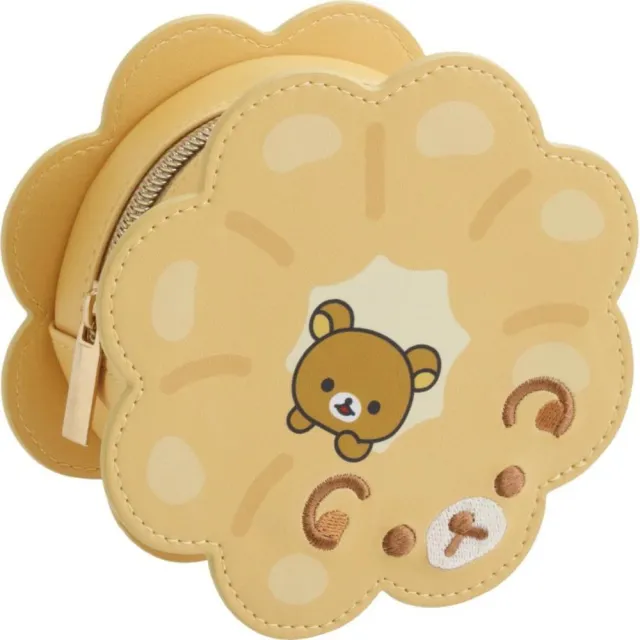 【小禮堂】San-X 拉拉熊 x mister donut 皮質造型零錢包 甜甜圈款(平輸品)