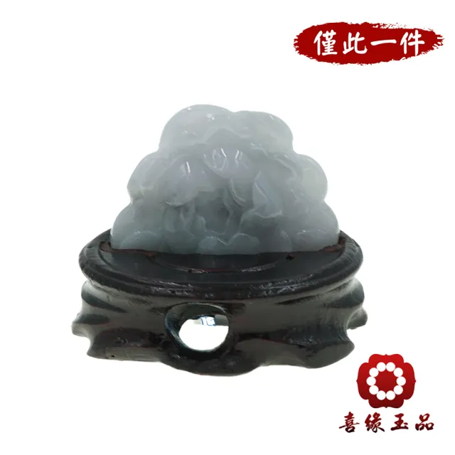 【喜緣玉品】牡丹 天然翡翠A貨 瑞氣招福 風水擺設 擺件-僅此一品(開運風水)(直)