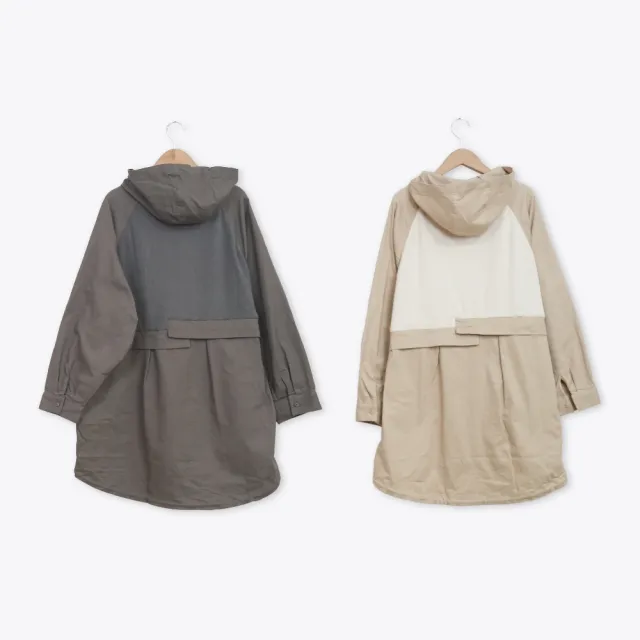 【MOSS CLUB】波浪坑條錯位拼接插肩連帽外套(卡 灰/魅力商品)
