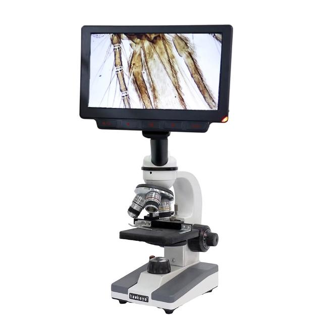 【hawkeye】MB102B-M 單眼40至1500倍生物顯微鏡XY軸微調移動平台含7吋IPS液晶螢幕(中小學生專用  科展專用)
