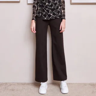 【MYVEGA 麥雪爾】MA厚料毛呢後鬆緊腰喇叭長褲-駝色(錐形褲/)