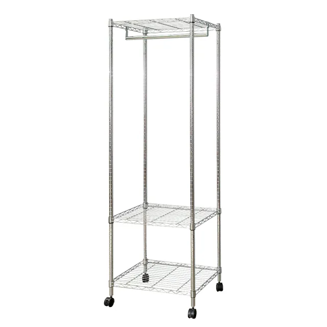 【dayneeds 日需百備】輕型 60x45x180cm 電鍍（插管）三層單桿衣櫥(附輪衣櫥/掛衣架/收納架/層架/鐵架)