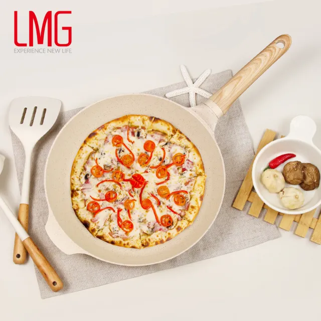 【LMG】香草系列IH不沾鑄造平煎鍋32cm無蓋-IH爐可用鍋(不沾鍋 適用各種爐具)