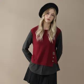 YASA 修身層次輕暖拼色上衣