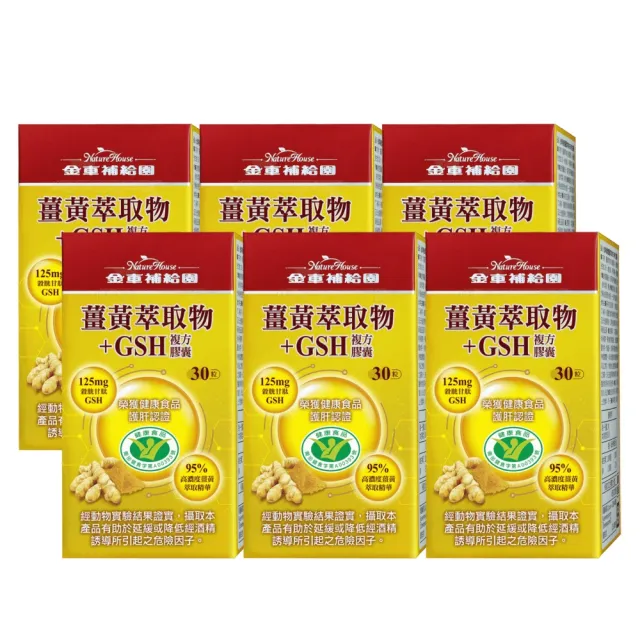 【金車補給園】薑黃萃取物+GSH複方膠囊6瓶組(30粒/瓶)