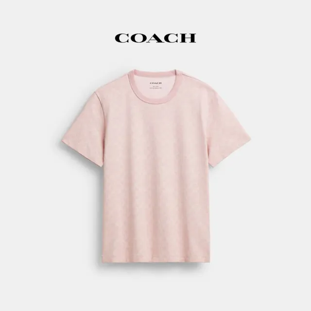 【COACH】蔻馳官方直營 棉質經典 SIGNATURENEW YORK印花 T恤-粉色 混合色(CZ191)