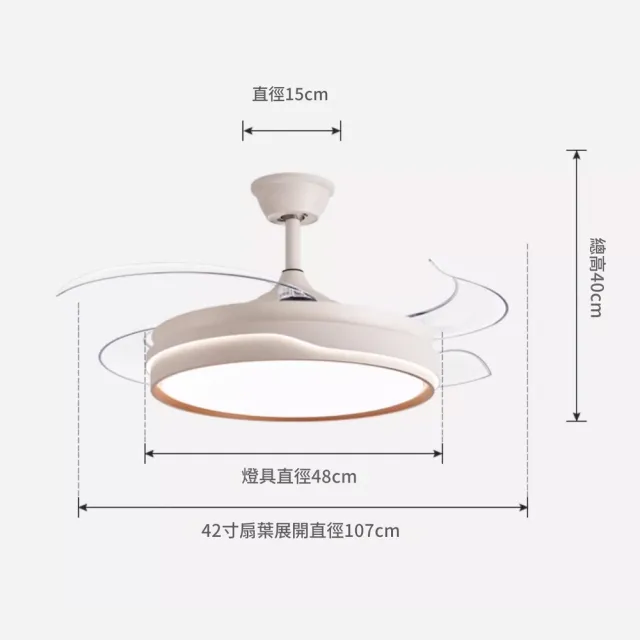 凱琦家居 全光譜護眼客廳吊扇燈 42-48吋風扇燈(吸頂扇/led吊扇燈/隱形吊扇燈/風扇燈)