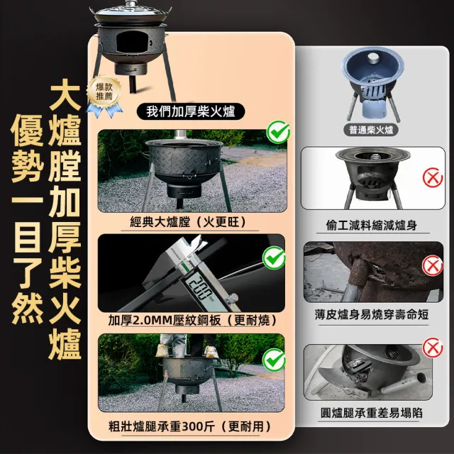 【XINGMU 興沐】家用柴火灶移動大鍋台戶外野營灶具(移動方便/穩固安全/節能省柴)
