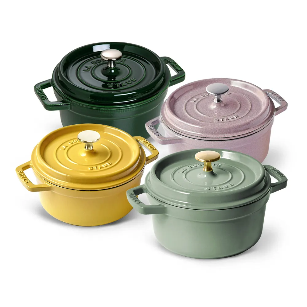 法國Staub】圓形琺瑯鑄鐵鍋18cm-顏色任選/新舊包裝隨機出貨(德國雙人牌