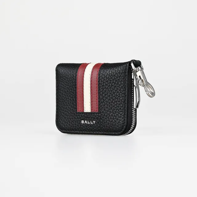 【BALLY】BALLY 迷你紅白條紋鑰匙包(黑)