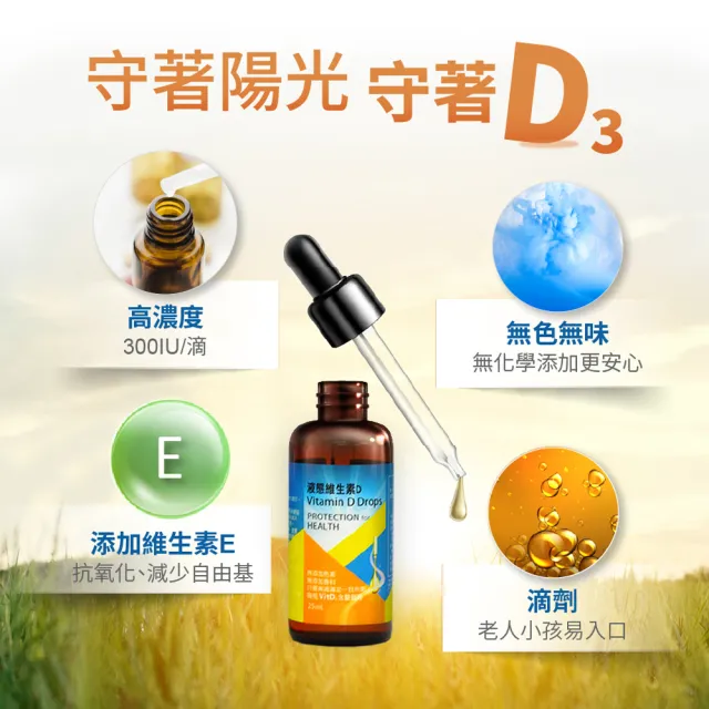 【寶齡富錦】液態維生素D 25ml-3入組(高濃度液態D3)