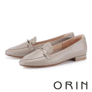 【ORIN】真皮輕柔馬銜釦樂福平底鞋(藕色)