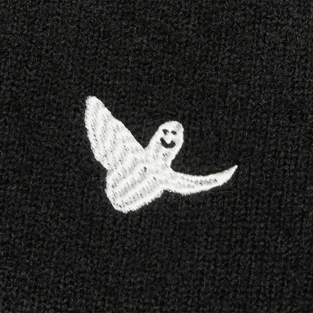 【Mark Gonzales】女裝 刺繡小天使圓領針織外套-黑色