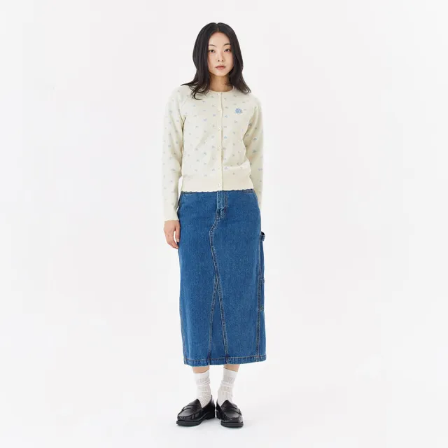 【Mark Gonzales】女裝 CLUV 圓領滿版緹花針織外套-米白色