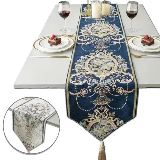 【Dido home】歐式復古 提花雪尼爾輕奢長桌巾桌旗(HM197)