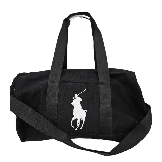 【RALPH LAUREN】雙11 polo大童版刺繡大馬logoz帆布手提肩背兩用行李袋 球袋(贈原廠紙袋)