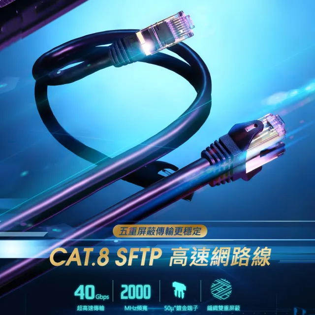 【PowerSync 群加】CAT.8 SFTP 鍍金接頭高速網路線/1m(L8VG0010)