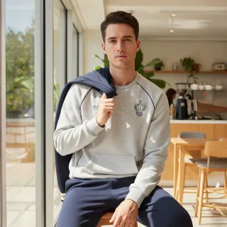 【FILA官方直營】男長袖圓領T恤-麻灰(1TEZ-5008-MY)