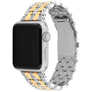 【COACH】Apple Watch 錶帶 38/40/41mm適用 雙色水晶不鏽鋼錶帶 禮物 送禮(不含手錶)