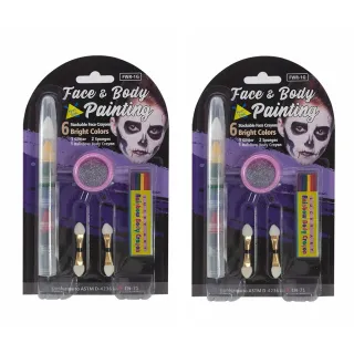 【Lucky Art】彩虹條亮粉多節6色人體彩繪組合包(2入組)
